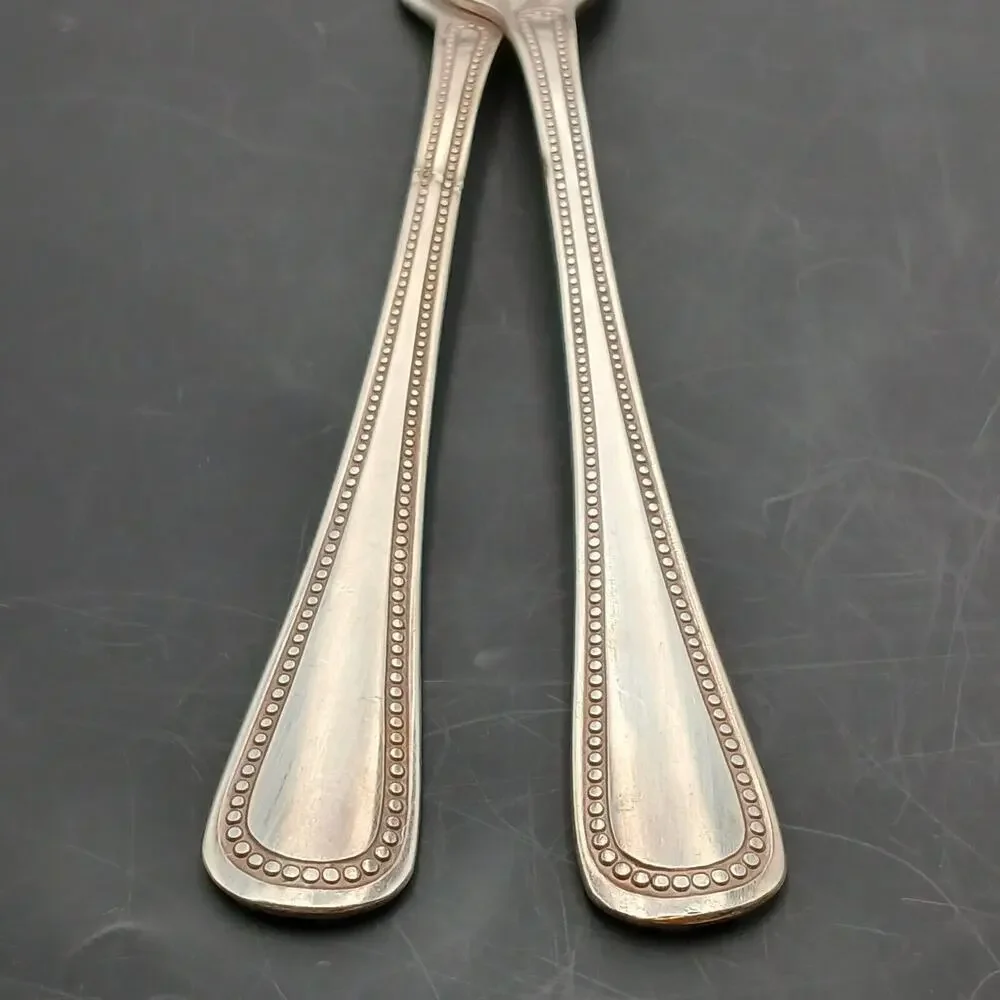 2 ONEIDA Community 1881 ROGERS NEEDLEPOINT Beaded ARTISTRY Salad Fork Stainless